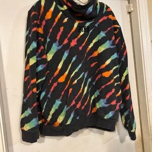 PINK Victoria's Secret Black Tie-Dye Funnel Neck Sweatshirt